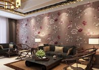 Papel pintado de lujo del vinilo del país del color del café con el estampado de flores para la sala de estar
