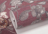 Papel pintado inspirado asiático impermeable con el estampado de flores grabado en relieve, rollo 0.53*10m/