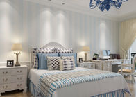 Papel pintado europeo de la sala de estar del estilo del modelo azul y blanco de las rayas