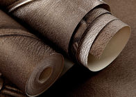 Color lujoso de Brown del papel pintado de la sala de estar con el modelo del cuero 3D, tamaño de los 0.53*10M
