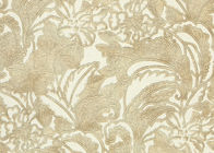 Papel pintado amarillo claro retro del estampado de flores del PVC con grabado en relieve para los dormitorios