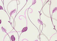La púrpura deja a casa el adornamiento del papel pintado para las paredes del dormitorio, grabación en relieve ligera