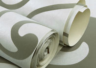 papel pintado texturizado terciopelo del papel pintado de los 0.53*10m, blanco y verde del terciopelo para la decoración casera