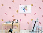 Wallcovering inglés moderno del color del rosa del papel pintado del dormitorio de los niños de las letras