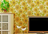 Papel pintado moderno de la sala de estar del modelo del girasol con la superficie grabada en relieve, color de oro