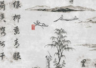 Papel pintado inspirado asiático de la poesía china del paisaje para la casa de té/el estudio