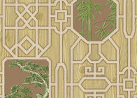 Grano de madera simulado papel pintado geométrico del estilo chino de la impresión del bambú y del árbol