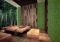 El bambú grabó en relieve verde/amarillo durables del papel pintado de la multitud del terciopelo de Peelable