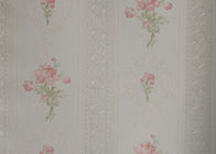 Papel pintado desprendible de la sala de estar de la flor europea sucinta con vertical rayado