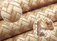 Papel pintado de bambú de la decoración del sitio del PVC del modelo del pote del té que teje auto-adhesivo